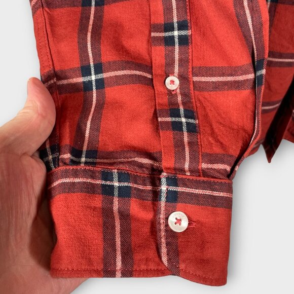 TIMBERLAND Regular Fit Light Flannel Shirt Mens XXL Burnt Orange Plaid Outdoor - Picture 8 of 10